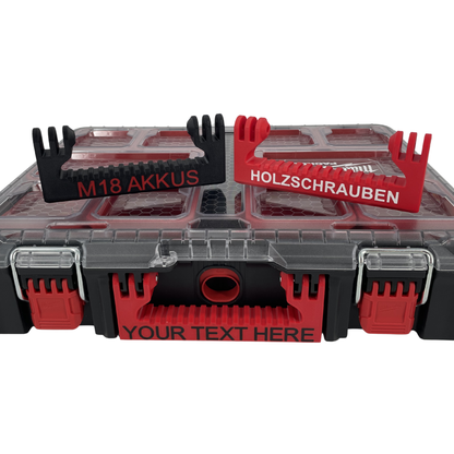 Personalisierter KIBERG Griff für Milwaukee Packout Organiser | Wunschtext & Farbe | 2-Minuten-Montage ohne Bohren