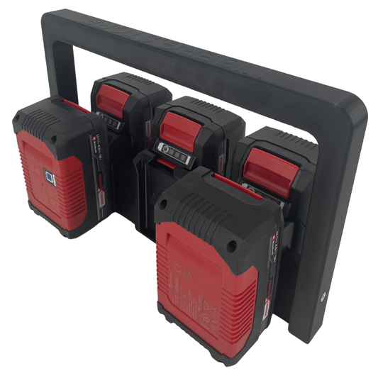 KIBERG Akkuträger für Einhell 18V Power X-Change | Batteriehalter Tragegriff | 4 oder 6 Akkus | Werkstatt Ordnung