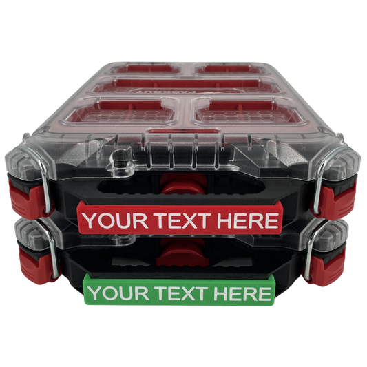 Personalisiertes KIBERG Clip-On Label für Milwaukee Packout Compact Slim | Wunschtext bis 16 Zeichen | Werkzeugbox-Beschriftung