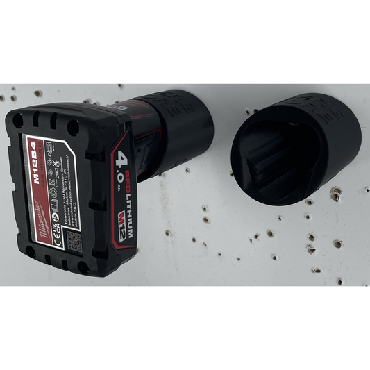 KIBERG Akku Wandhalterung für Milwaukee M12 | Slide-In ohne Entriegelung | PETG Werkstatt Organizer