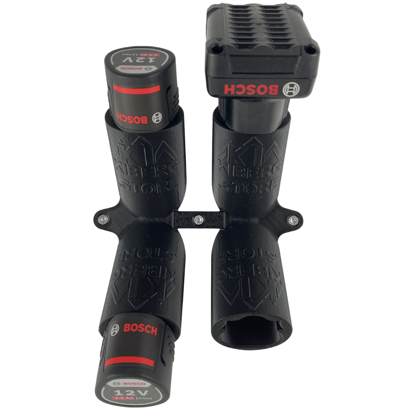 KIBERG Akku-Wandhalterung für Bosch 12V & Ampshare 12V | Click-In Lock | 2 oder 4 Akku-Plätze | Werkstatt
