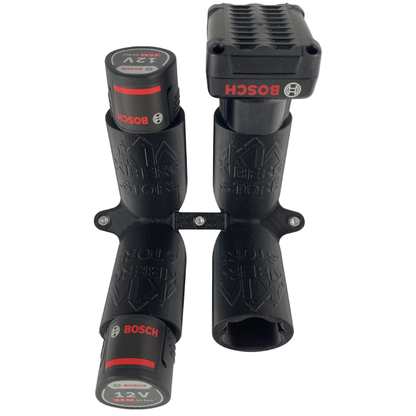 KIBERG Akku-Wandhalterung für Bosch 12V & Ampshare 12V | Click-In Lock | 2 oder 4 Akku-Plätze | Werkstatt