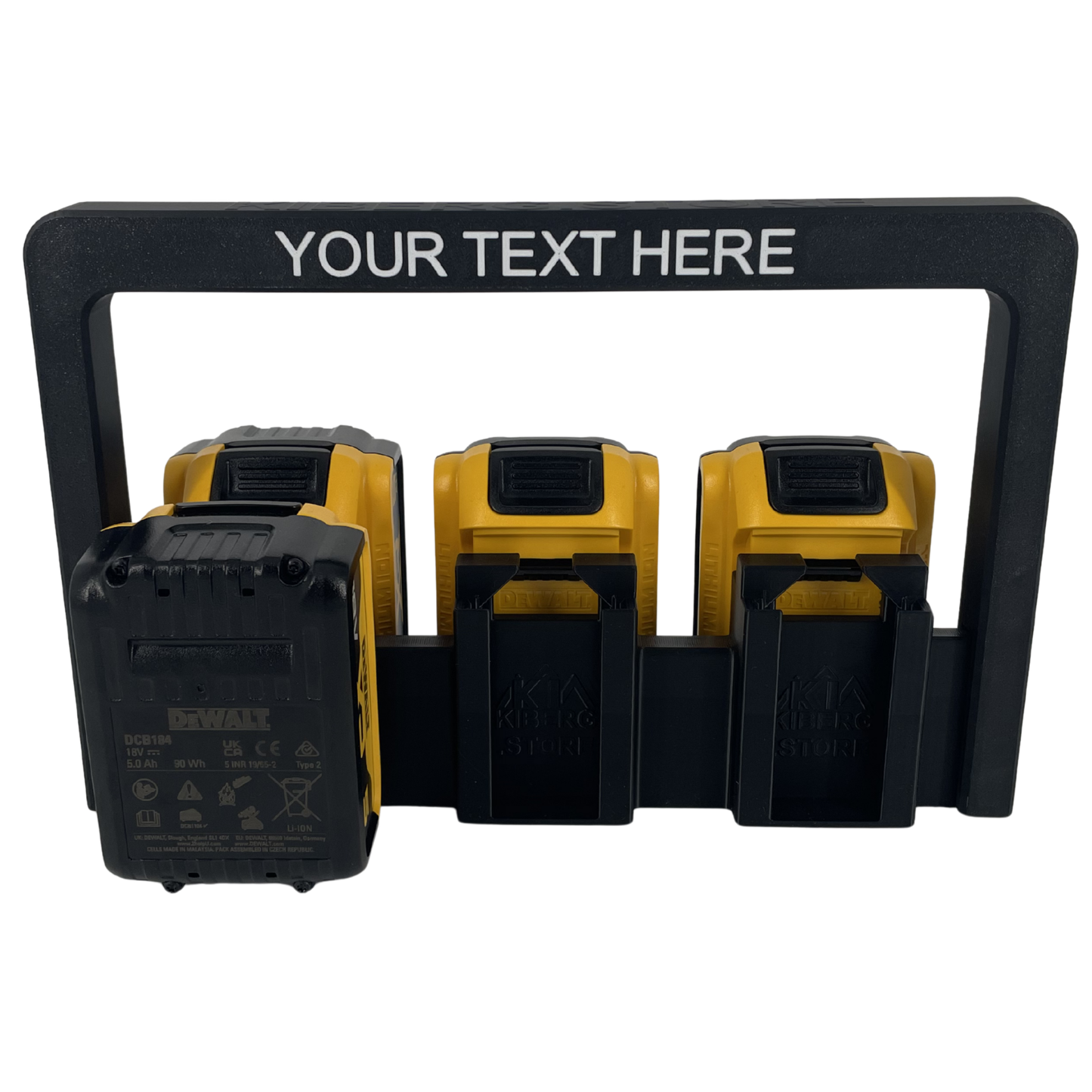 Personalisierter KIBERG Akkuträger für DeWalt 18V | Individuelle Gravur | 4 oder 6 Akkus | Geschenk Handwerker