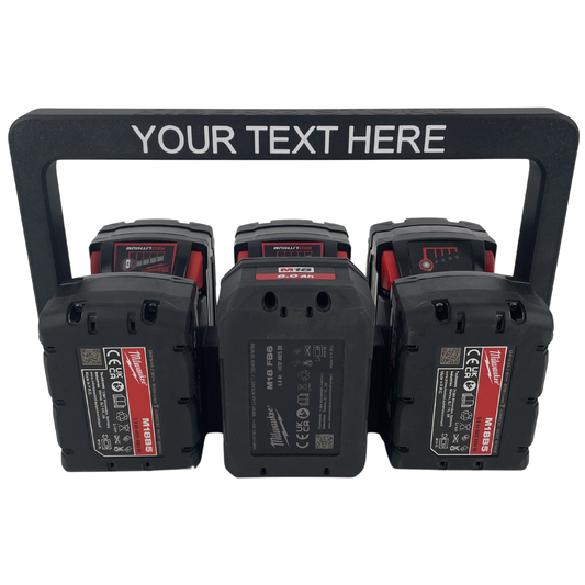 Personalisierter KIBERG Akkuträger für Milwaukee M18 | Wunschtext Gravur | 4 oder 6 Akkus | Geschenk Handwerker
