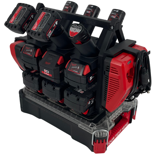 Milwaukee Akku- & Ladegerät-Tragesystem für Packout – Organizer für bis zu 18 M18 & M12 Akkus