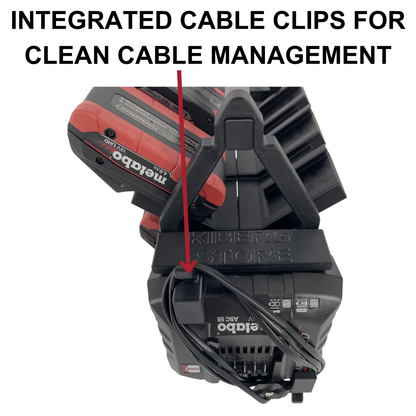 KIBERG Akkuträger für Metabo 18V | Hält 12 Akkus & 2 ASC55 Ladegeräte | Mobiler Carrier mit Tragegriff & Kabelmanagement