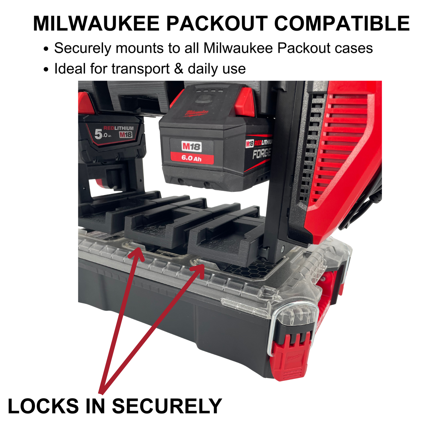 Milwaukee Akku- & Ladegerät-Tragesystem für Packout – Organizer für bis zu 18 M18 & M12 Akkus