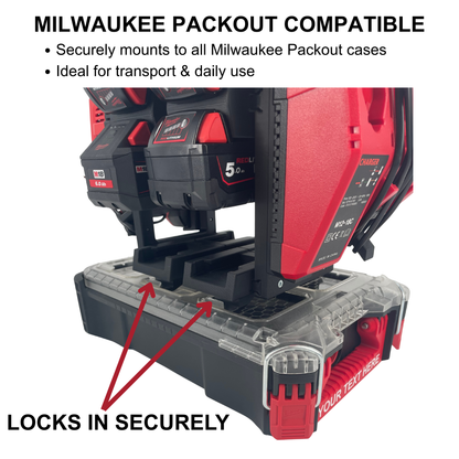 Milwaukee Battery & Charger Carry System for Packout | Holds up to 12 Batteries | Organizer for M18 and M12 Chargers