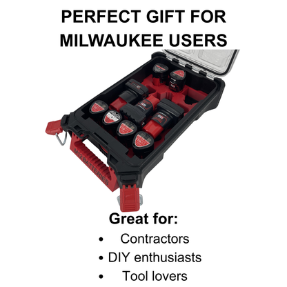 KIBERG Inlay für Milwaukee Packout Compact Organizer | M12 2Ah & 4Ah Akkus | Verstecktes AirTag Fach | Schwarz oder Rot wählbar