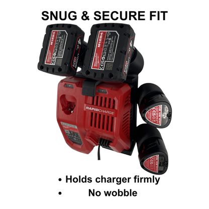 KIBERG Wandhalterung für Milwaukee M12 Ladegerät & Akkus | Slide-In System | M12-18FC & M12-18C | 2 oder 4 Akkuplätze