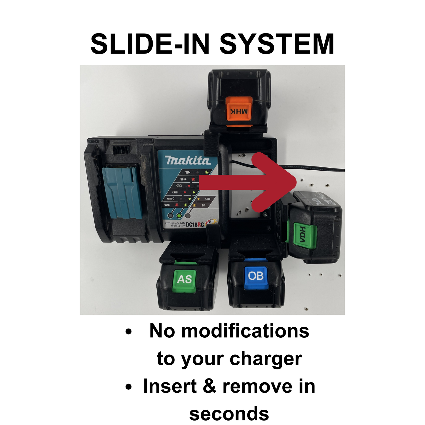 Makita DC18RC Wandhalterung mit Akkuhalter (2-4 Akkuplätze)