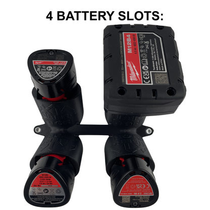 KIBERG Akku Wandhalterung für Milwaukee M12 | 2/4/6/8 Slots | Click-in Verriegelung | Robustes PETG | Made in Austria