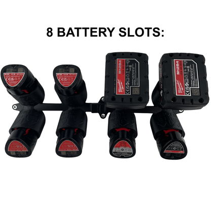 KIBERG Akku Wandhalterung für Milwaukee M12 | 2/4/6/8 Slots | Click-in Verriegelung | Robustes PETG | Made in Austria