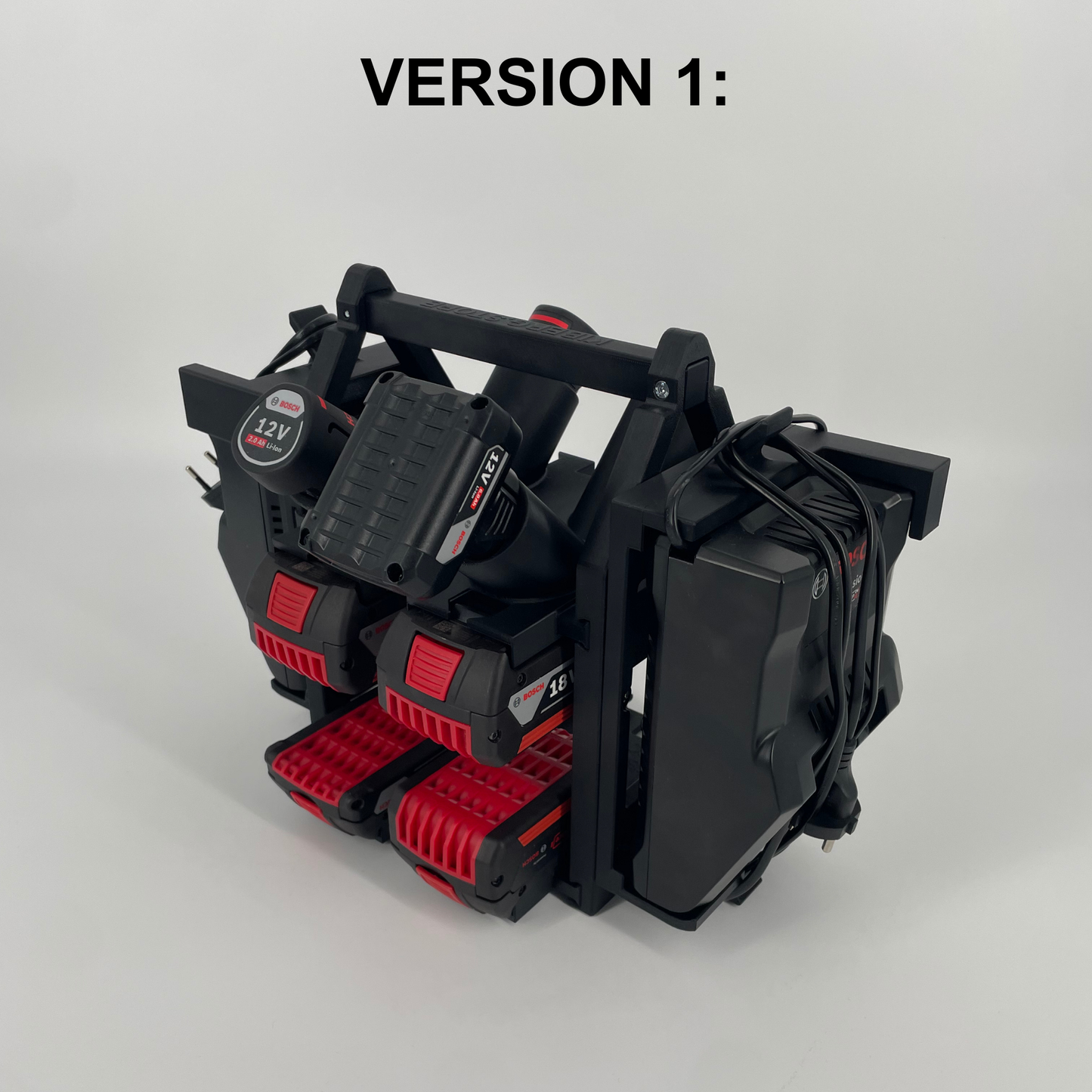 Bosch Akku- & Ladegerät-Tragesystem – Tragbarer Organizer für bis zu 12 Akkus (12V & 18V)