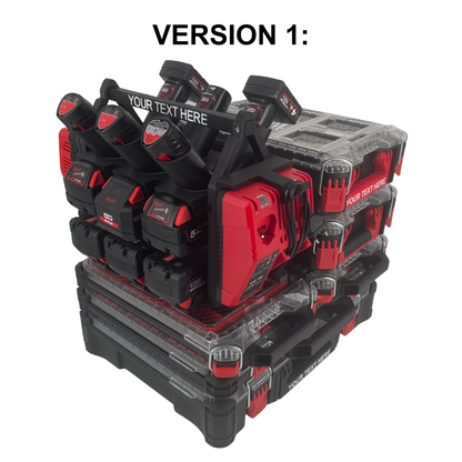Personalisiertes Milwaukee Akku- & Ladegerät-Tragesystem (hält bis zu 18 M18 & M12 Akkus) - Packout Kompatibel