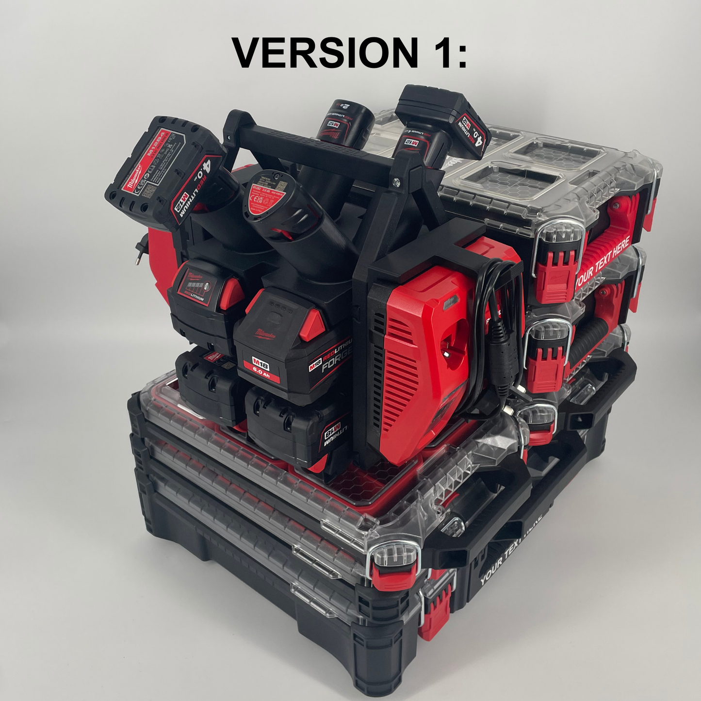 Milwaukee Battery & Charger Carry System for Packout | Holds up to 12 Batteries | Organizer for M18 and M12 Chargers