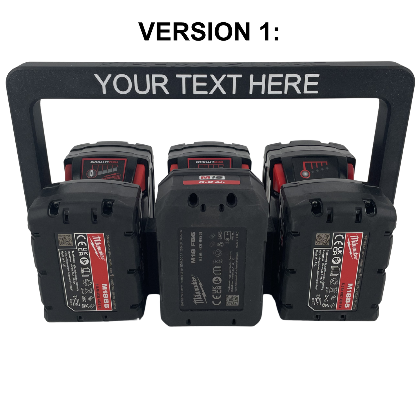 Personalisierter KIBERG Akkuträger für Milwaukee M18 | Wunschtext Gravur | 4 oder 6 Akkus | Geschenk Handwerker