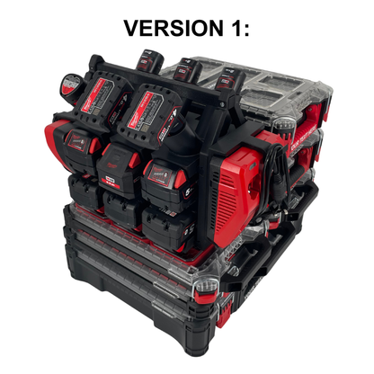 Milwaukee Akku- & Ladegerät-Tragesystem für Packout – Organizer für bis zu 18 M18 & M12 Akkus