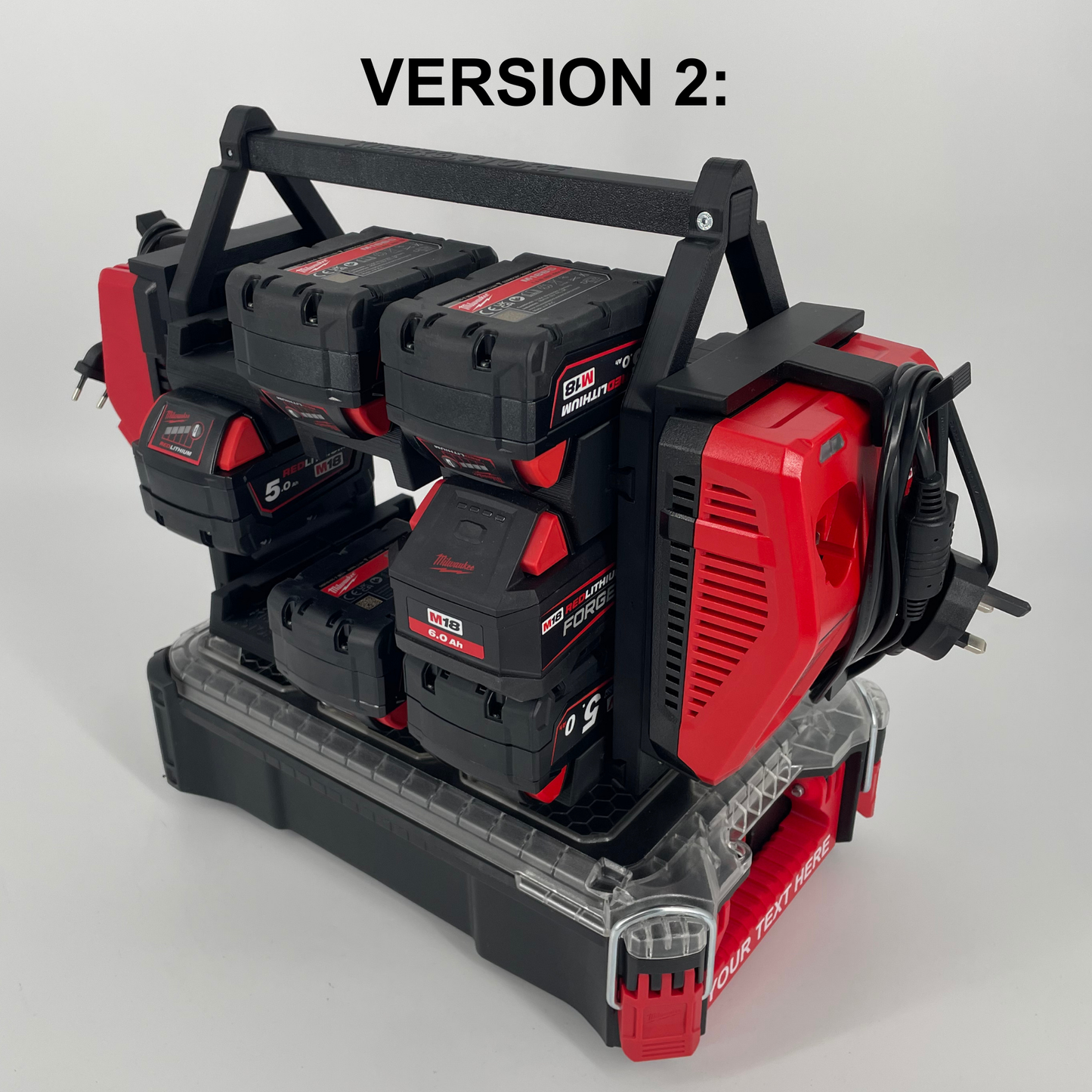 Milwaukee Akku- & Ladegerät-Tragesystem für Packout – Organizer für bis zu 18 M18 & M12 Akkus