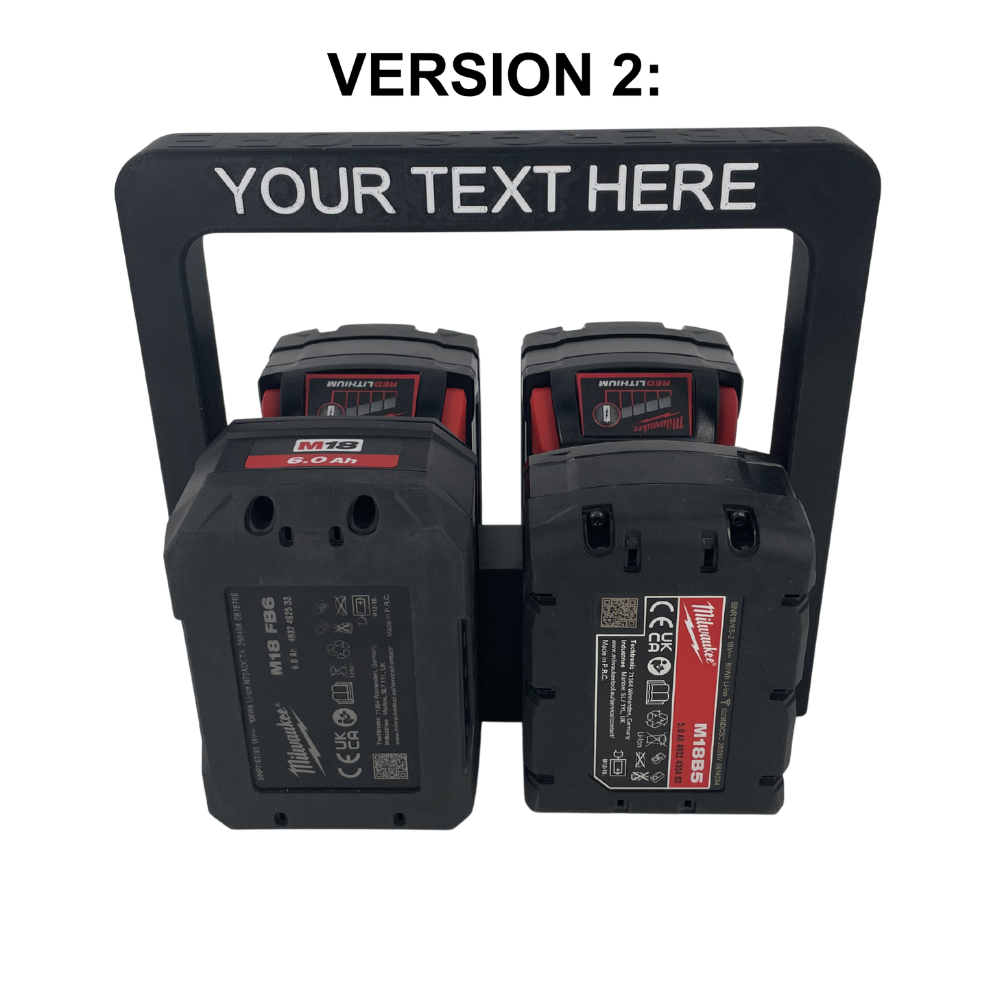 Personalisierter KIBERG Akkuträger für Milwaukee M18 | Wunschtext Gravur | 4 oder 6 Akkus | Geschenk Handwerker