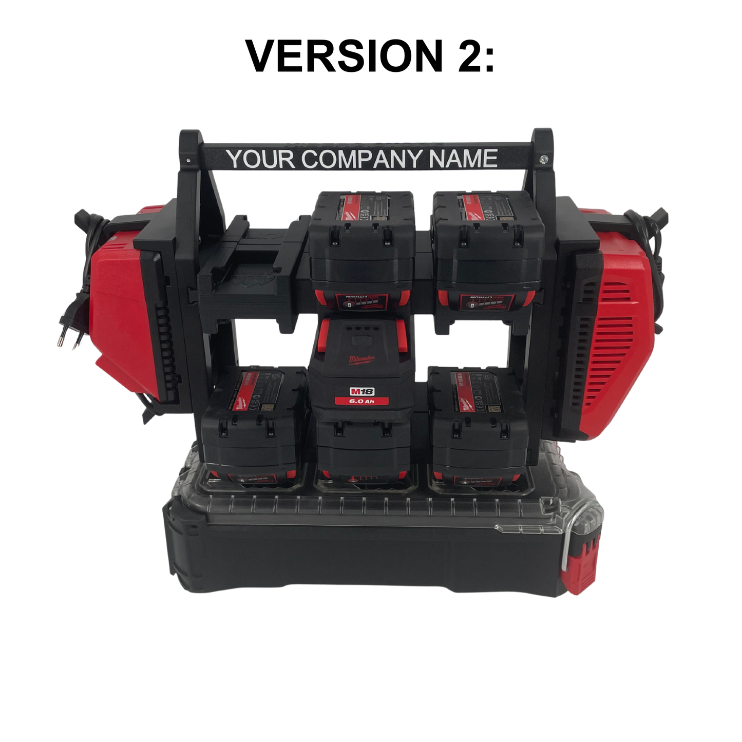 Personalisiertes Milwaukee Akku- & Ladegerät-Tragesystem (hält bis zu 18 M18 & M12 Akkus) - Packout Kompatibel