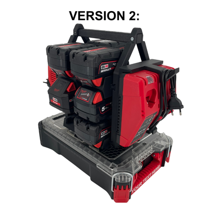 Milwaukee Battery & Charger Carry System for Packout | Holds up to 12 Batteries | Organizer for M18 and M12 Chargers