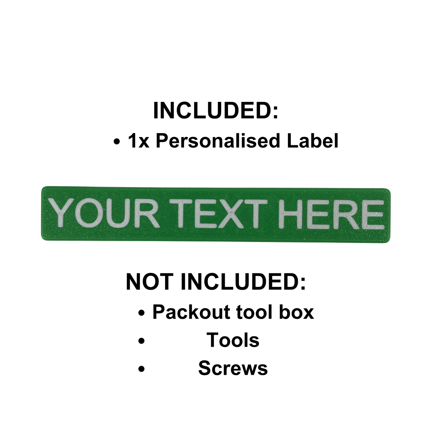 Personalisiertes KIBERG Clip-On Label für Milwaukee Packout Compact Slim | Wunschtext bis 16 Zeichen | Werkzeugbox-Beschriftung