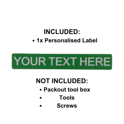 Personalisiertes KIBERG Clip-On Label für Milwaukee Packout Compact Slim | Wunschtext bis 16 Zeichen | Werkzeugbox-Beschriftung