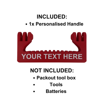 Personalisierter KIBERG Handle für Milwaukee Packout Compact Organiser | Wunschtext bis 16 Zeichen | Farbe wählbar | EU-Versand