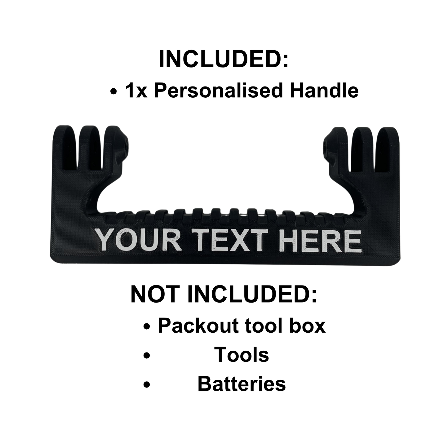 Personalisierter KIBERG Griff für Milwaukee Packout Organiser | Wunschtext & Farbe | 2-Minuten-Montage ohne Bohren