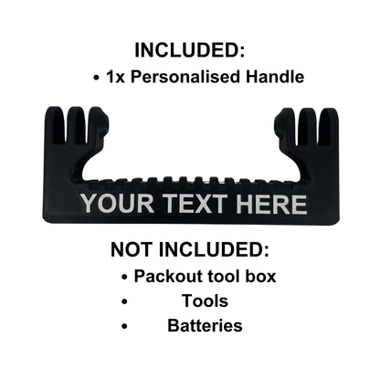 Personalisierter KIBERG Griff für Milwaukee Packout Organiser | Wunschtext & Farbe | 2-Minuten-Montage ohne Bohren