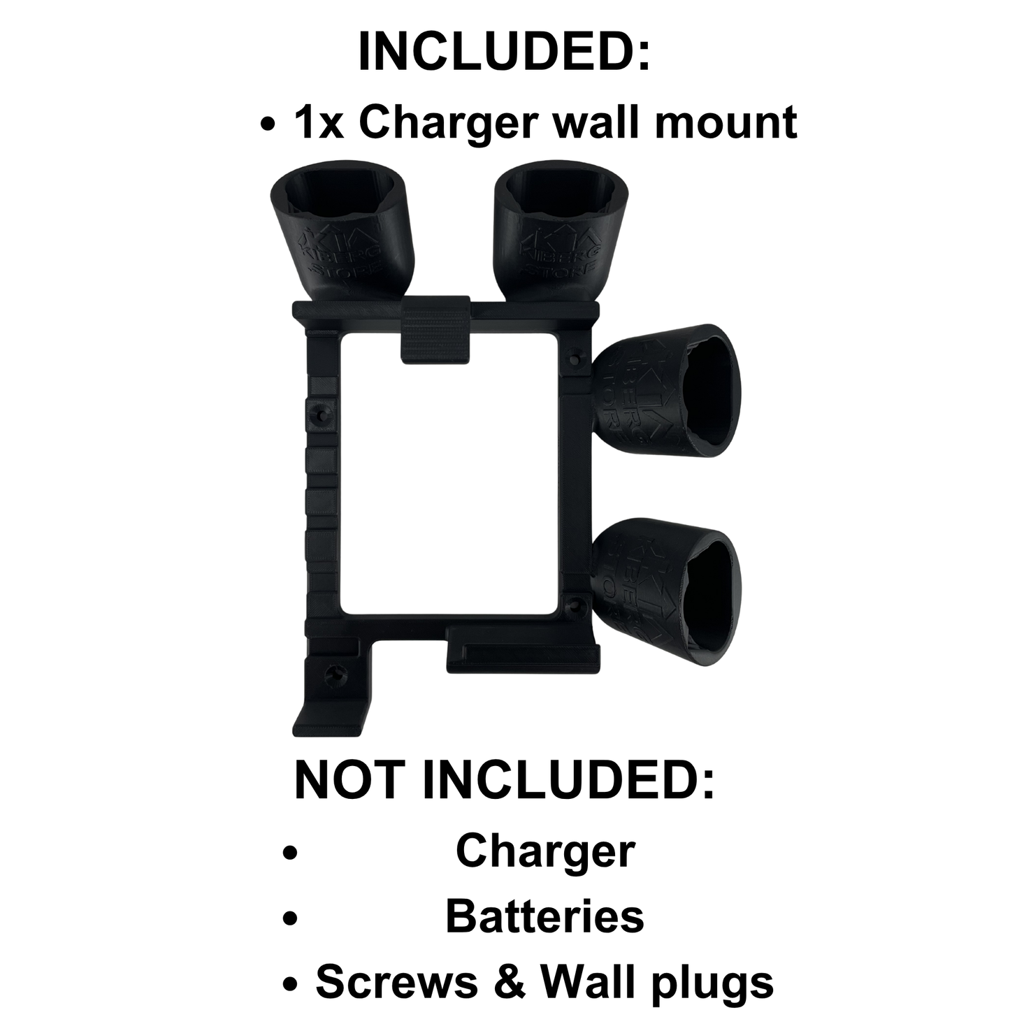 KIBERG Wandhalterung für Milwaukee M12 Ladegerät & Akkus | Slide-In System | M12-18FC & M12-18C | 2 oder 4 Akkuplätze
