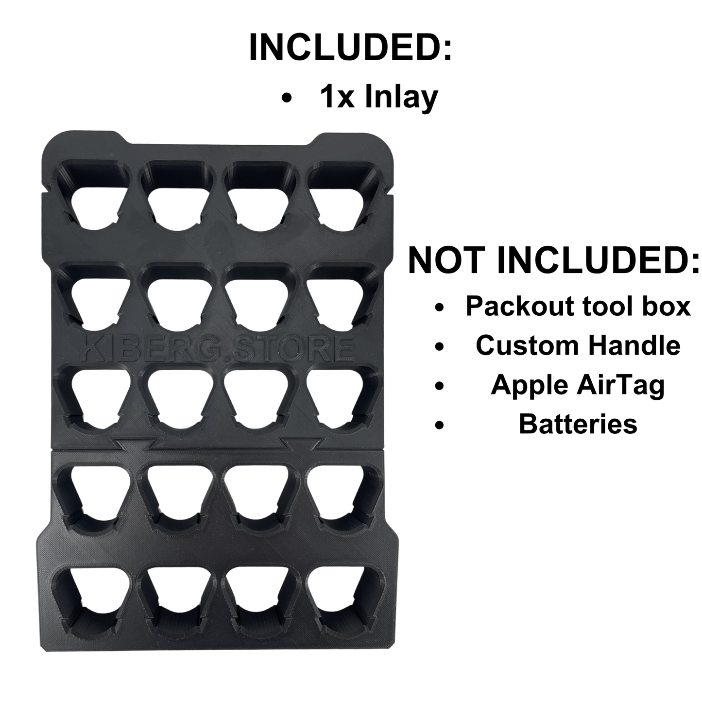 KIBERG Akku-Inlay für Milwaukee Packout Compact Organiser | Platz für 20 M12 2Ah Akkus | Verstecktes AirTag-Fach | Schwarz oder Rot
