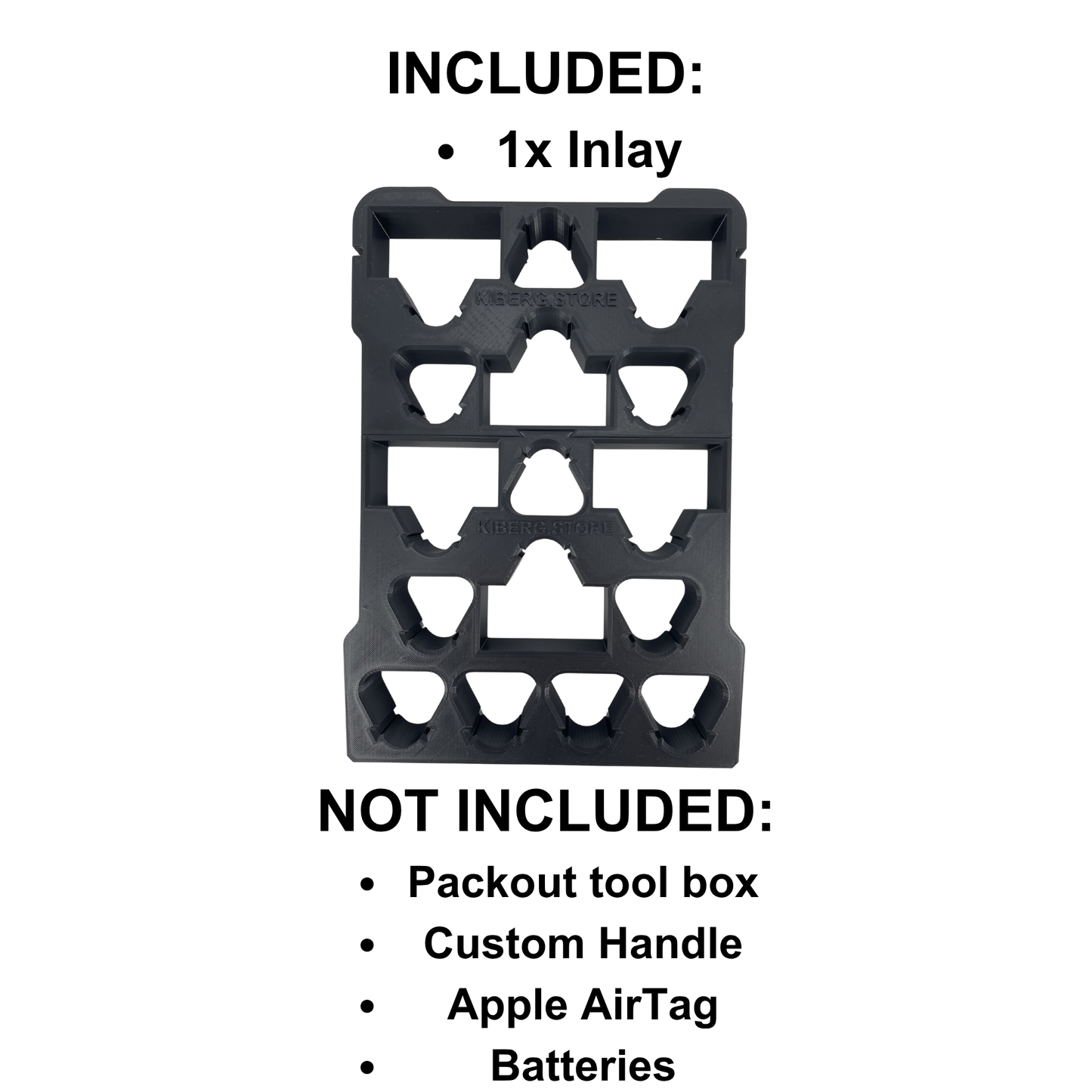 KIBERG Inlay für Milwaukee Packout Compact Organizer | M12 2Ah & 4Ah Akkus | Verstecktes AirTag Fach | Schwarz oder Rot wählbar