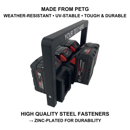 Personalisierter KIBERG Akkuträger für Milwaukee M18 | Wunschtext Gravur | 4 oder 6 Akkus | Geschenk Handwerker