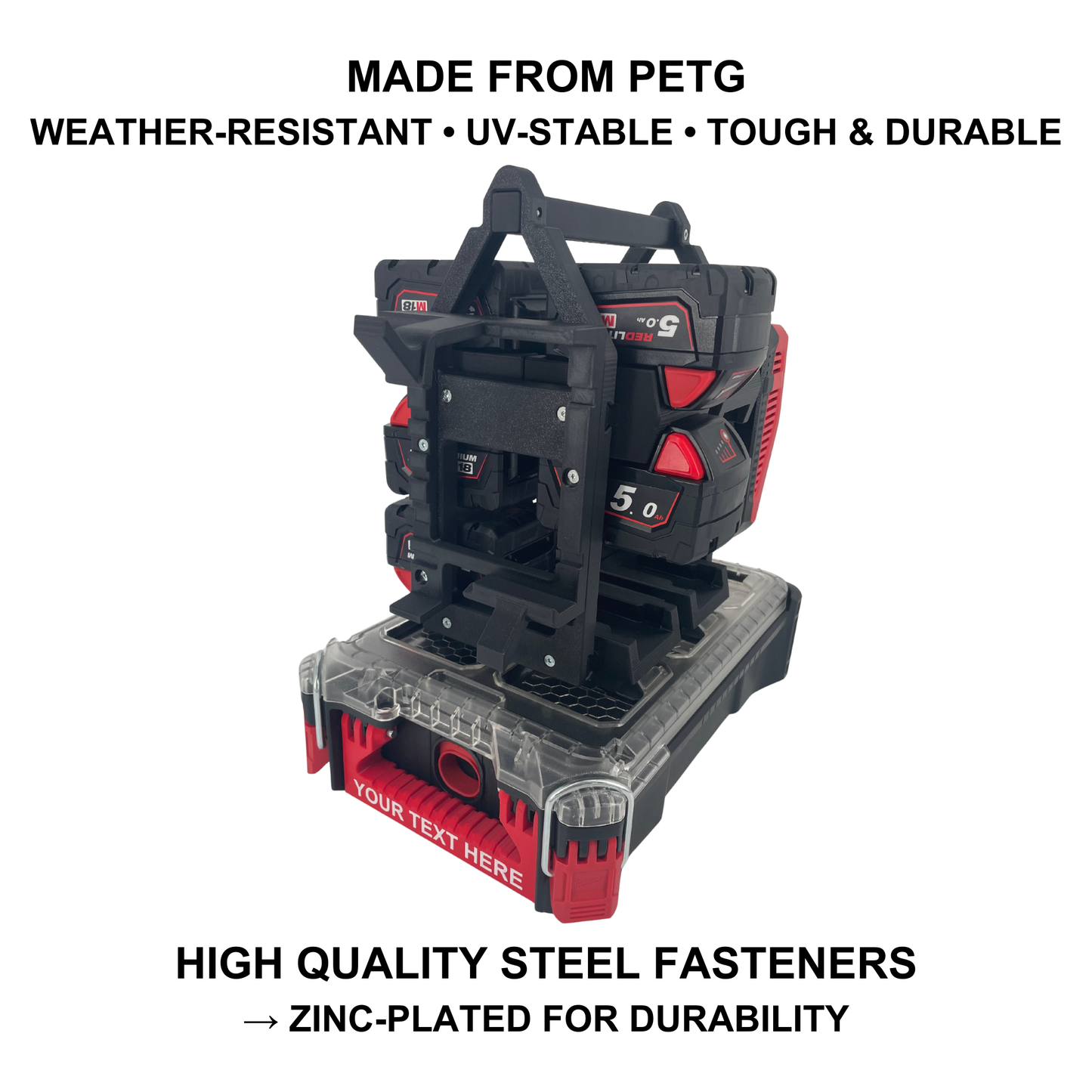 Milwaukee Battery & Charger Carry System for Packout | Holds up to 12 Batteries | Organizer for M18 and M12 Chargers