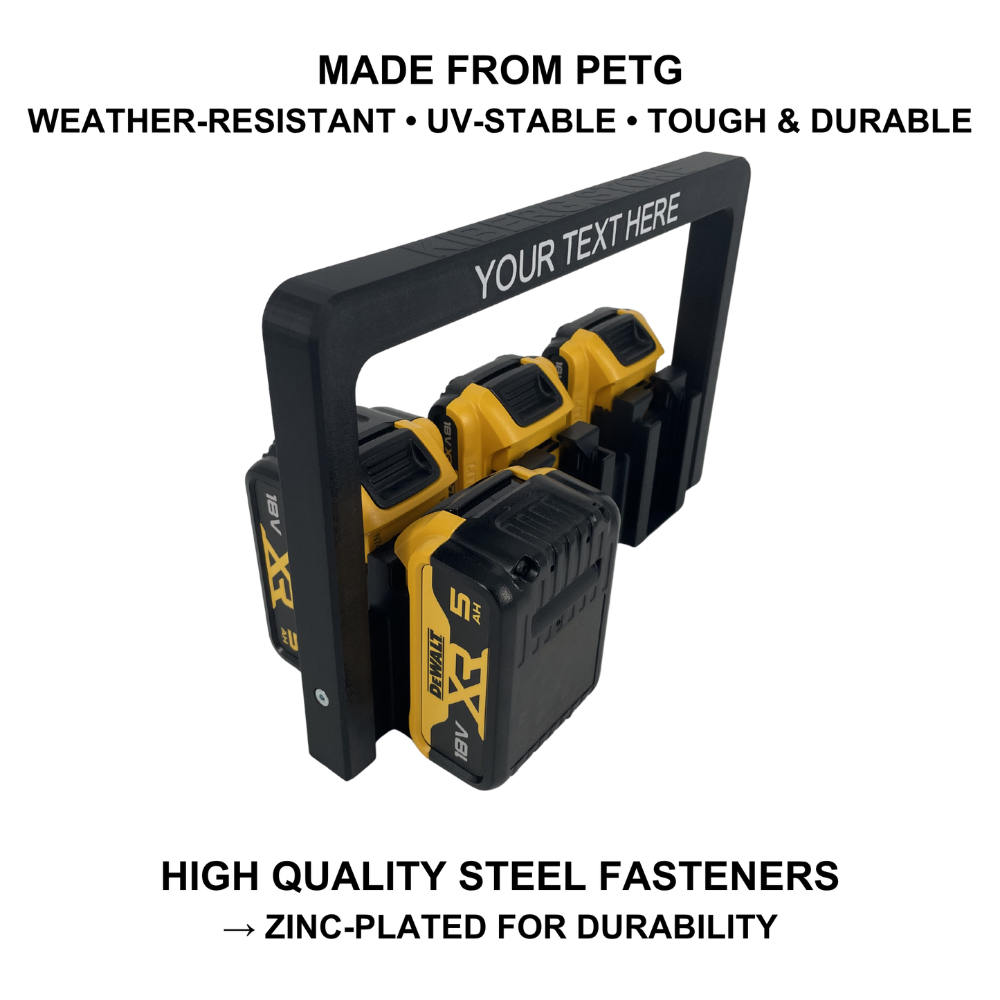 Personalisierter KIBERG Akkuträger für DeWalt 18V | Individuelle Gravur | 4 oder 6 Akkus | Geschenk Handwerker