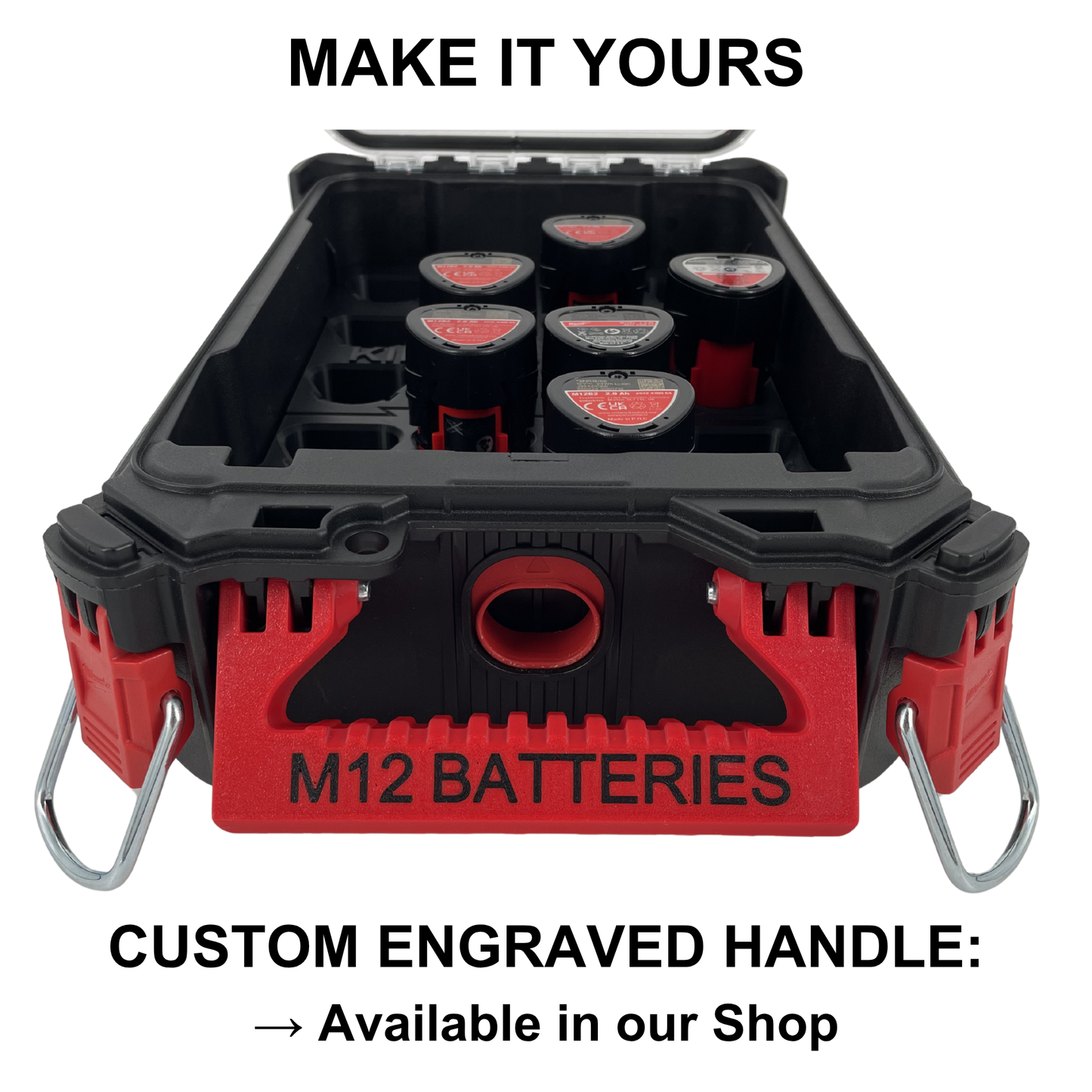 KIBERG Akku-Inlay für Milwaukee Packout Compact Organiser | Platz für 20 M12 2Ah Akkus | Verstecktes AirTag-Fach | Schwarz oder Rot