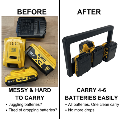 KIBERG Akkuträger für DeWalt 18V | Batteriehalter mit Tragegriff | 4 oder 6 Akkus | Werkstatt & Baustelle