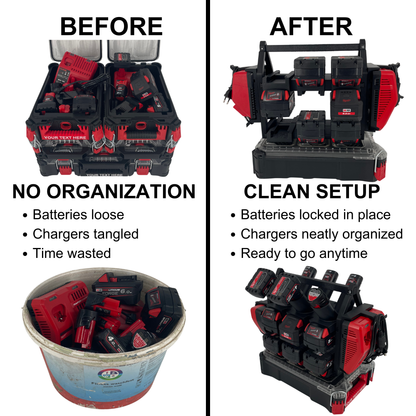 Milwaukee Akku- & Ladegerät-Tragesystem für Packout – Organizer für bis zu 18 M18 & M12 Akkus