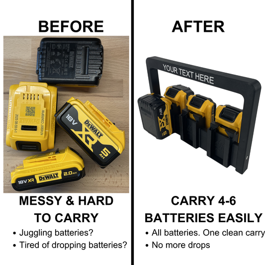 Personalisierter KIBERG Akkuträger für DeWalt 18V | Individuelle Gravur | 4 oder 6 Akkus | Geschenk Handwerker