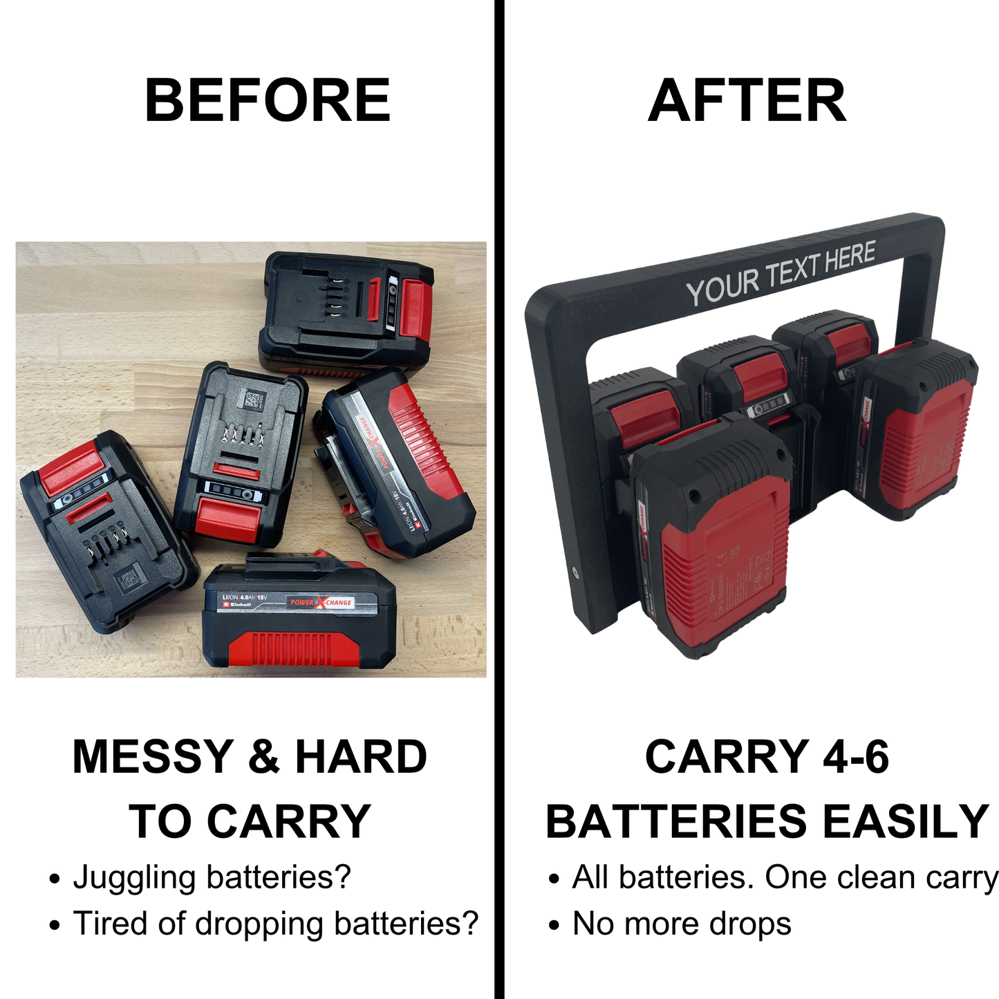 Personalisierter KIBERG Akkuträger für Einhell 18V Power X-Change | Wunschtext Gravur | Geschenk Handwerker