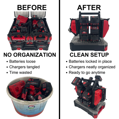 Milwaukee Battery & Charger Carry System for Packout | Holds up to 12 Batteries | Organizer for M18 and M12 Chargers