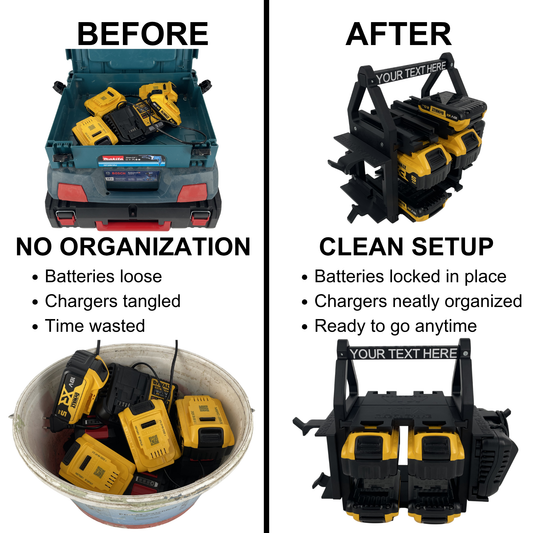 Personalisiertes DEWALT Akku- & Ladegerät-Tragesystem (bis zu 12 18V Akkus)