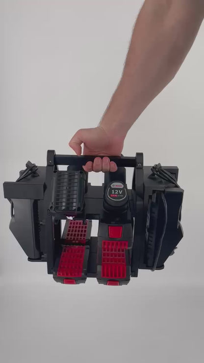 Bosch Akku- & Ladegerät-Tragesystem – Tragbarer Organizer für bis zu 12 Akkus (12V & 18V)