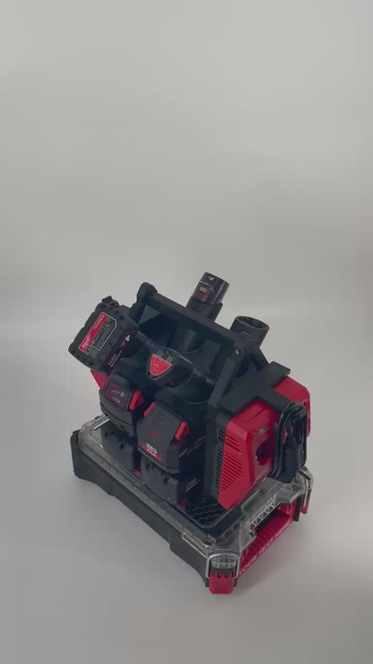 Milwaukee Battery & Charger Carry System for Packout | Holds up to 12 Batteries | Organizer for M18 and M12 Chargers