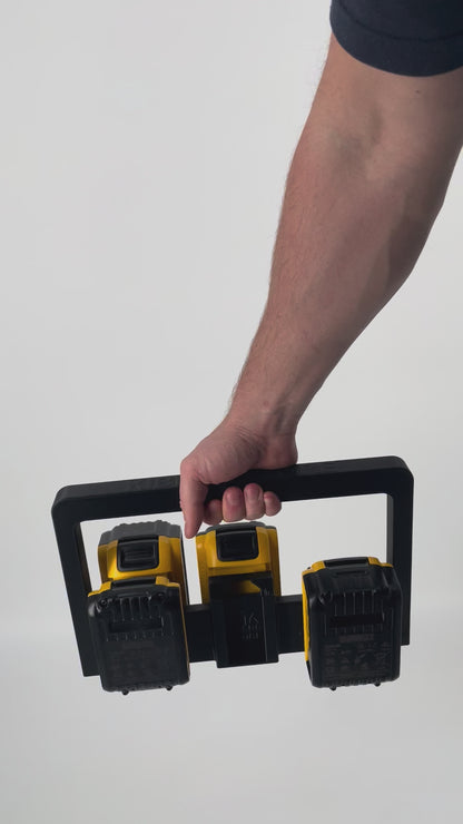 KIBERG Akkuträger für DeWalt 18V | Batteriehalter mit Tragegriff | 4 oder 6 Akkus | Werkstatt & Baustelle