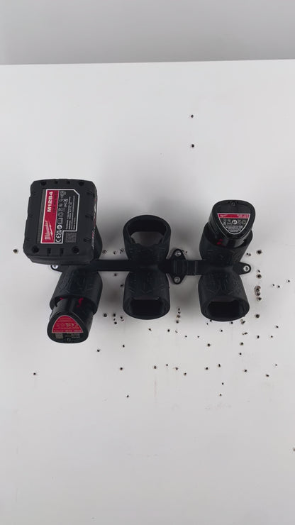 KIBERG Akku Wandhalterung für Milwaukee M12 | 2/4/6/8 Slots | Click-in Verriegelung | Robustes PETG | Made in Austria