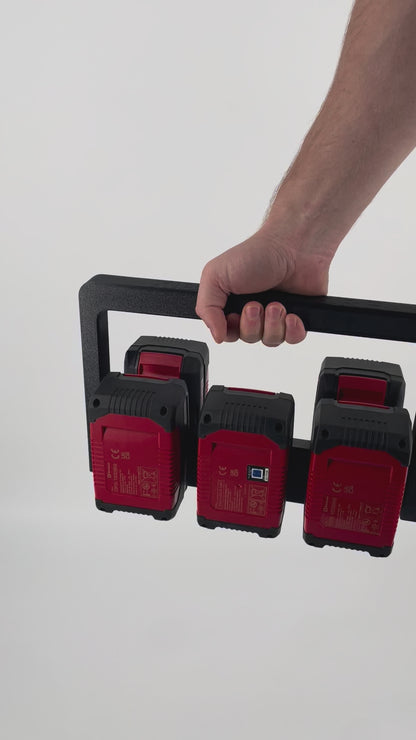 KIBERG Akkuträger für Einhell 18V Power X-Change | Batteriehalter Tragegriff | 4 oder 6 Akkus | Werkstatt Ordnung
